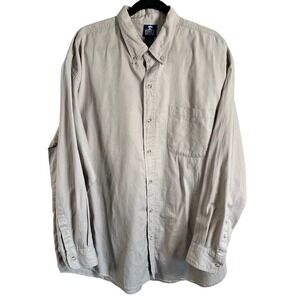 Pebble Beach Men's XL Khaki Button Down Shirt 100% Cotton Down Golf Casual